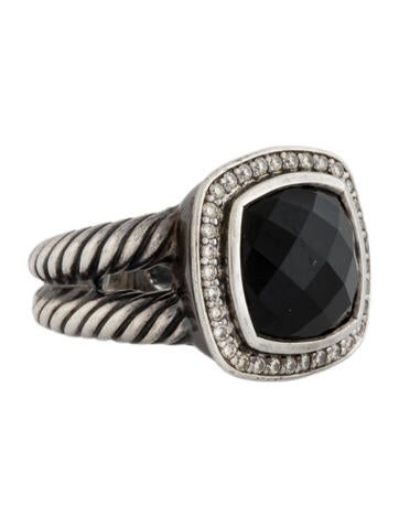 David Yurman Cocktail Ring Onyx & Diamond Albion 6