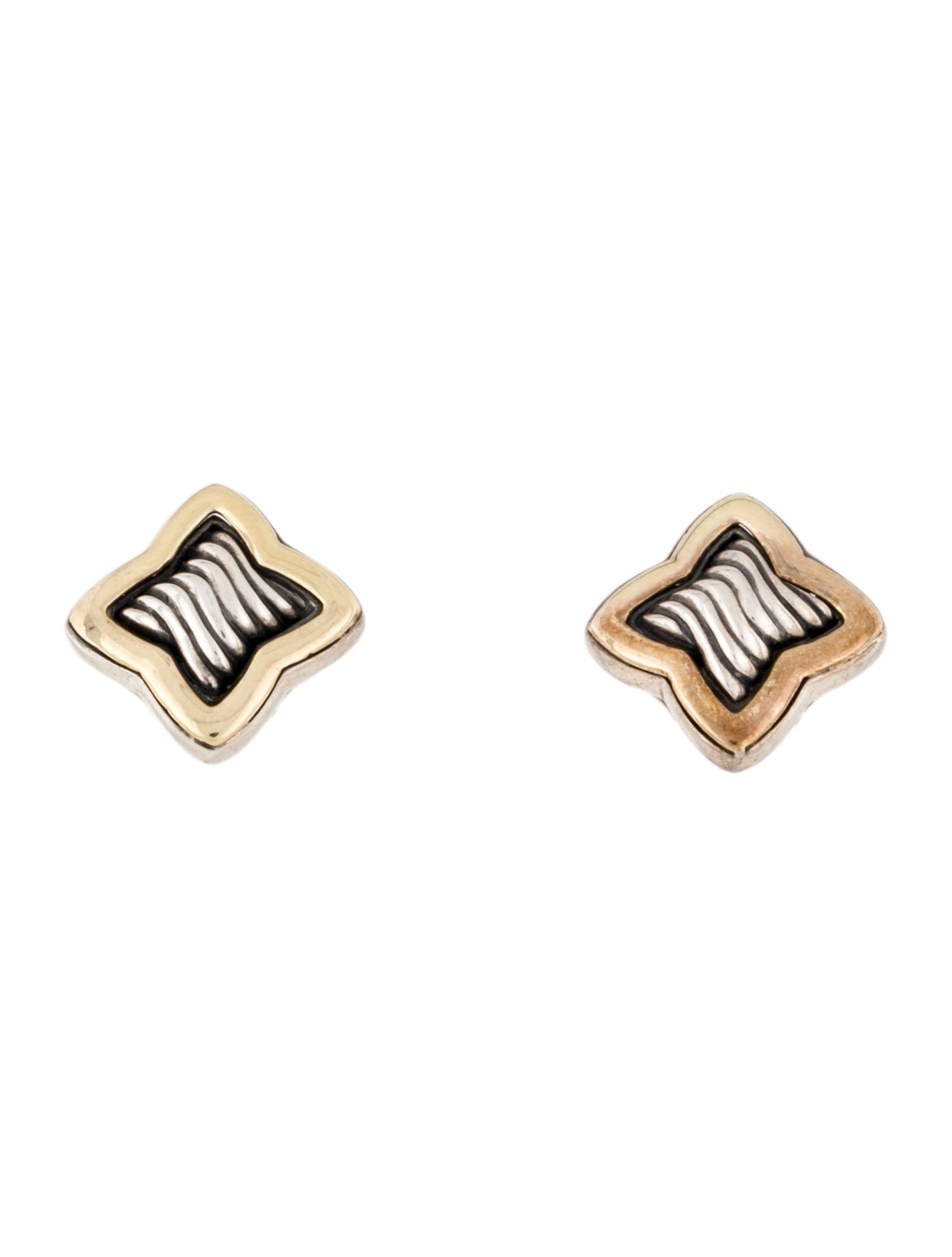 David Yurman Two-Tone Quatrefoil Stud Earrings