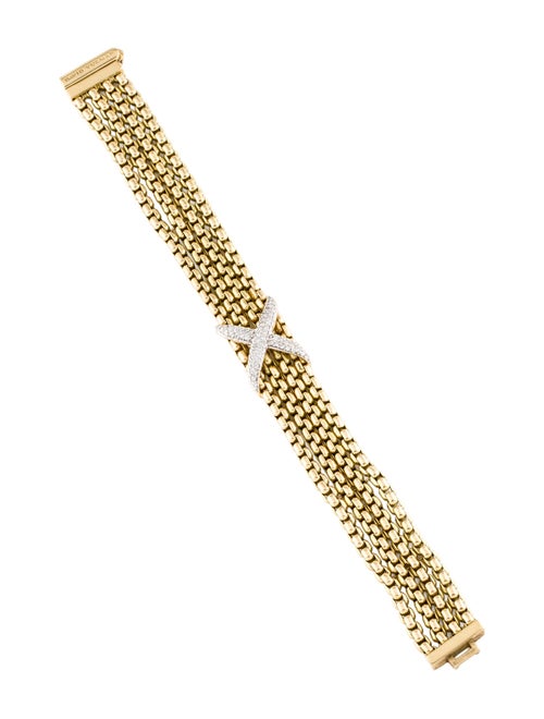 David Yurman 18K Diamond X Station Multistrand Bracelet