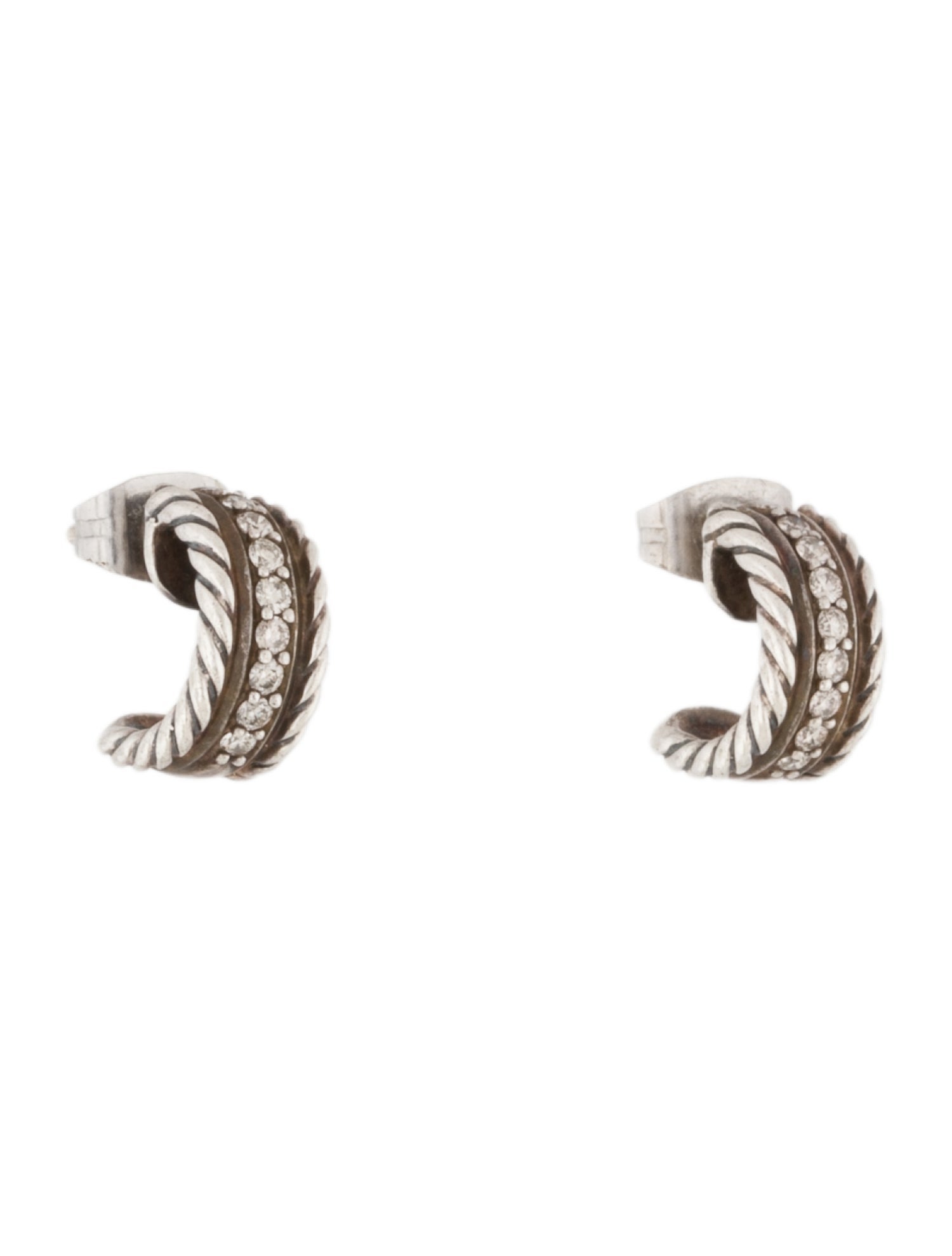 David Yurman Diamond Cable Collectibles Huggie Earrings