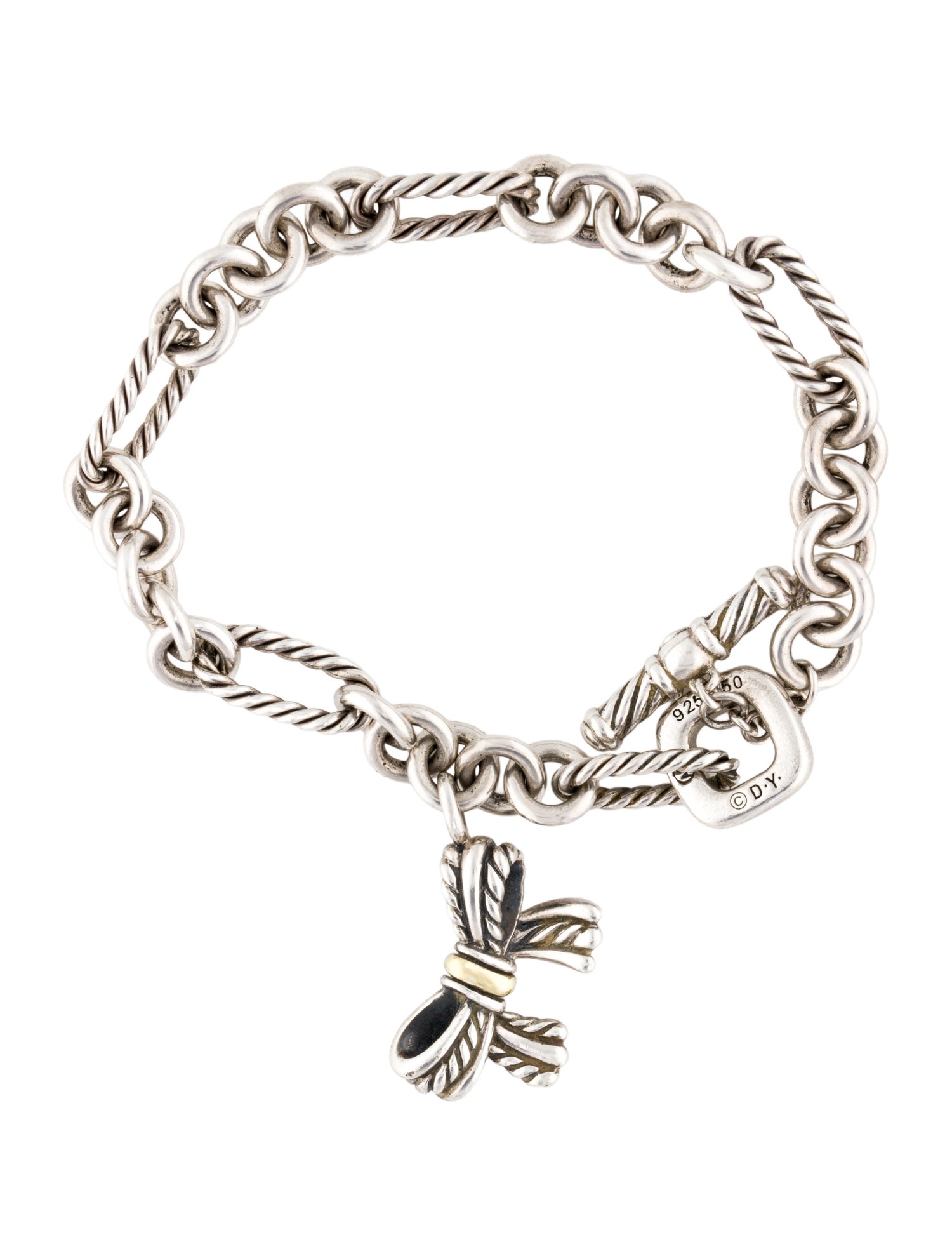David Yurman Two-Tone Bow Charm Bracelet