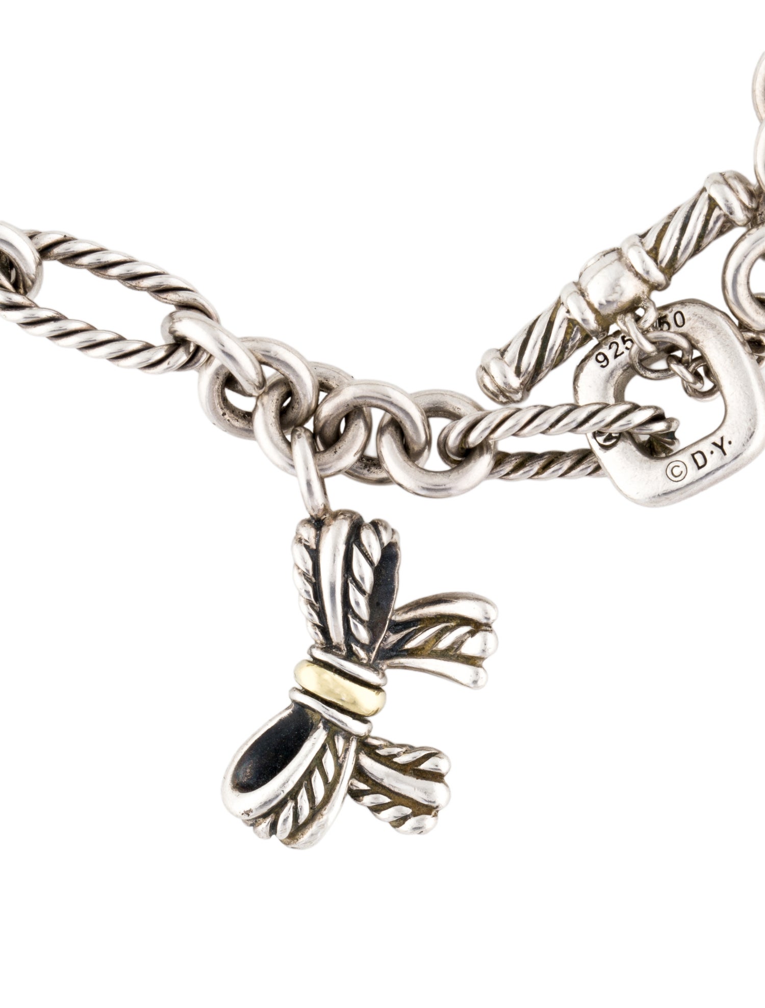 David Yurman Two-Tone Bow Charm Bracelet