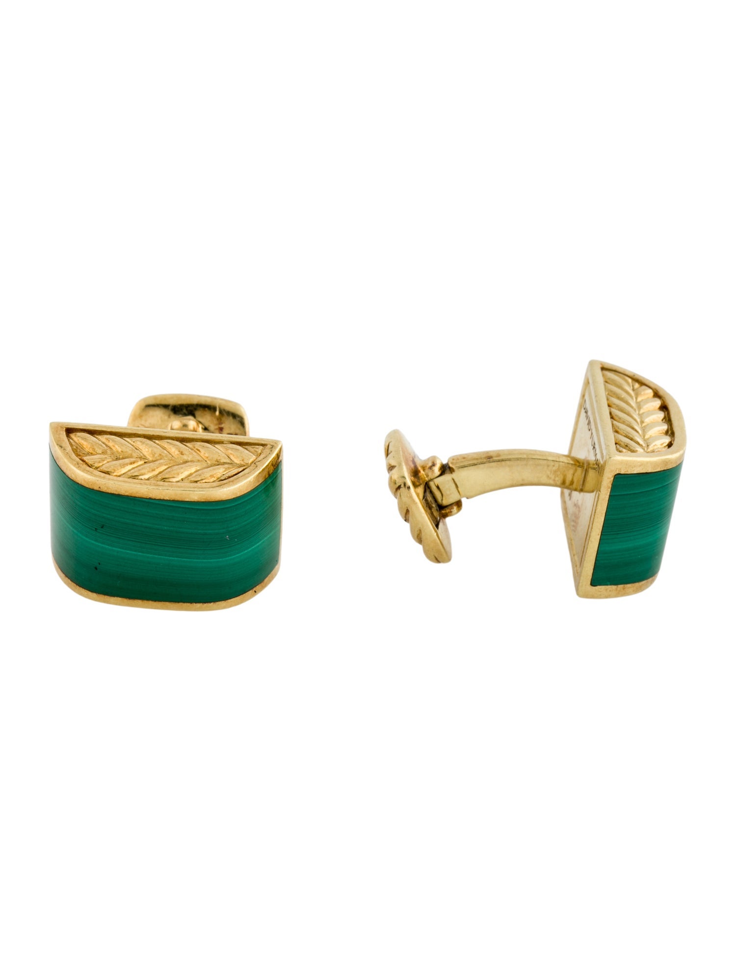 David Yurman 18K Malachite Cufflinks