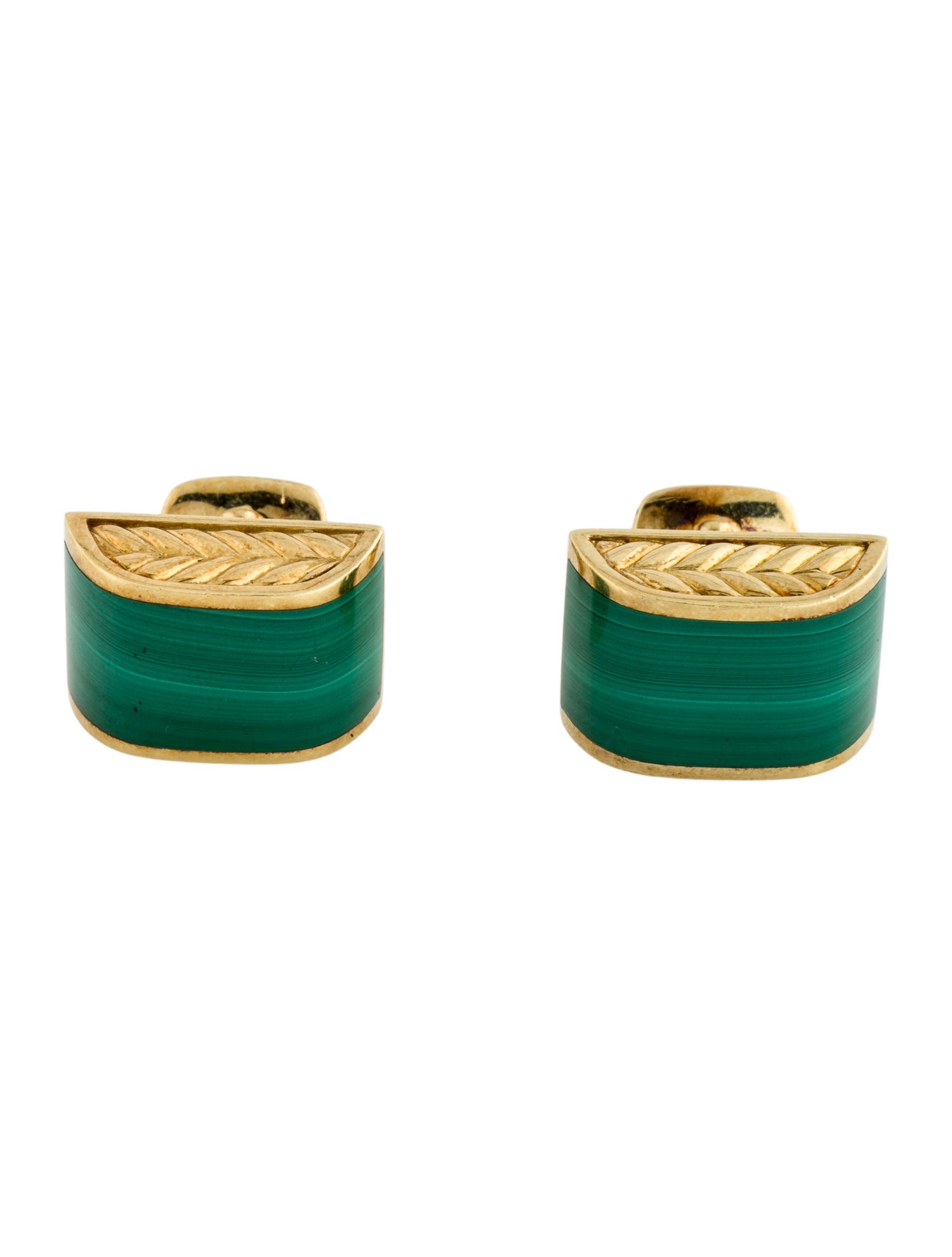 David Yurman 18K Malachite Cufflinks