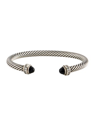 David Yurman Onyx & Diamond Cable Cuff