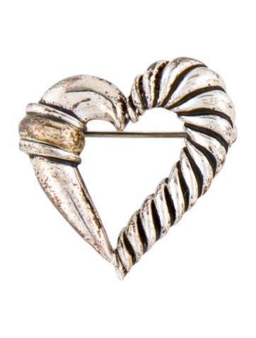 David Yurman Pin Two-Tone Heart Brooch