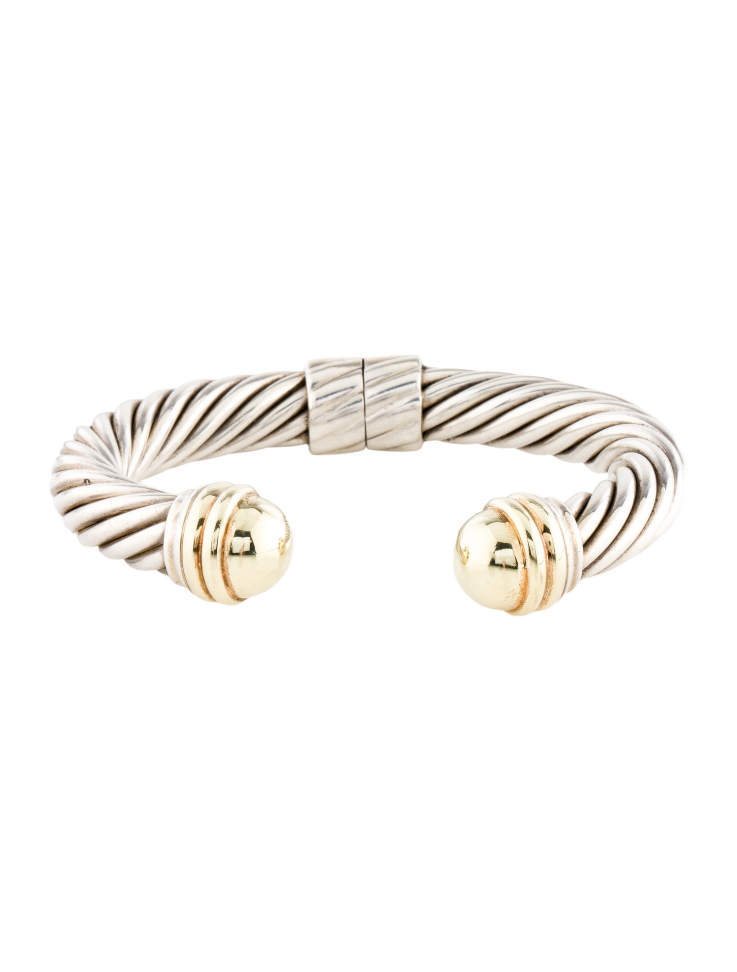 David Yurman Vintage Two-Tone Dome Classic Cable Hinged Cuff Bracelet