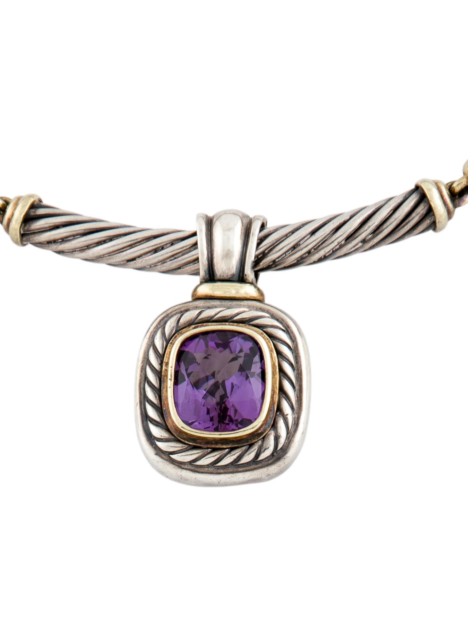 David Yurman Amethyst Albion Enhancer Pendant Collar Necklace
