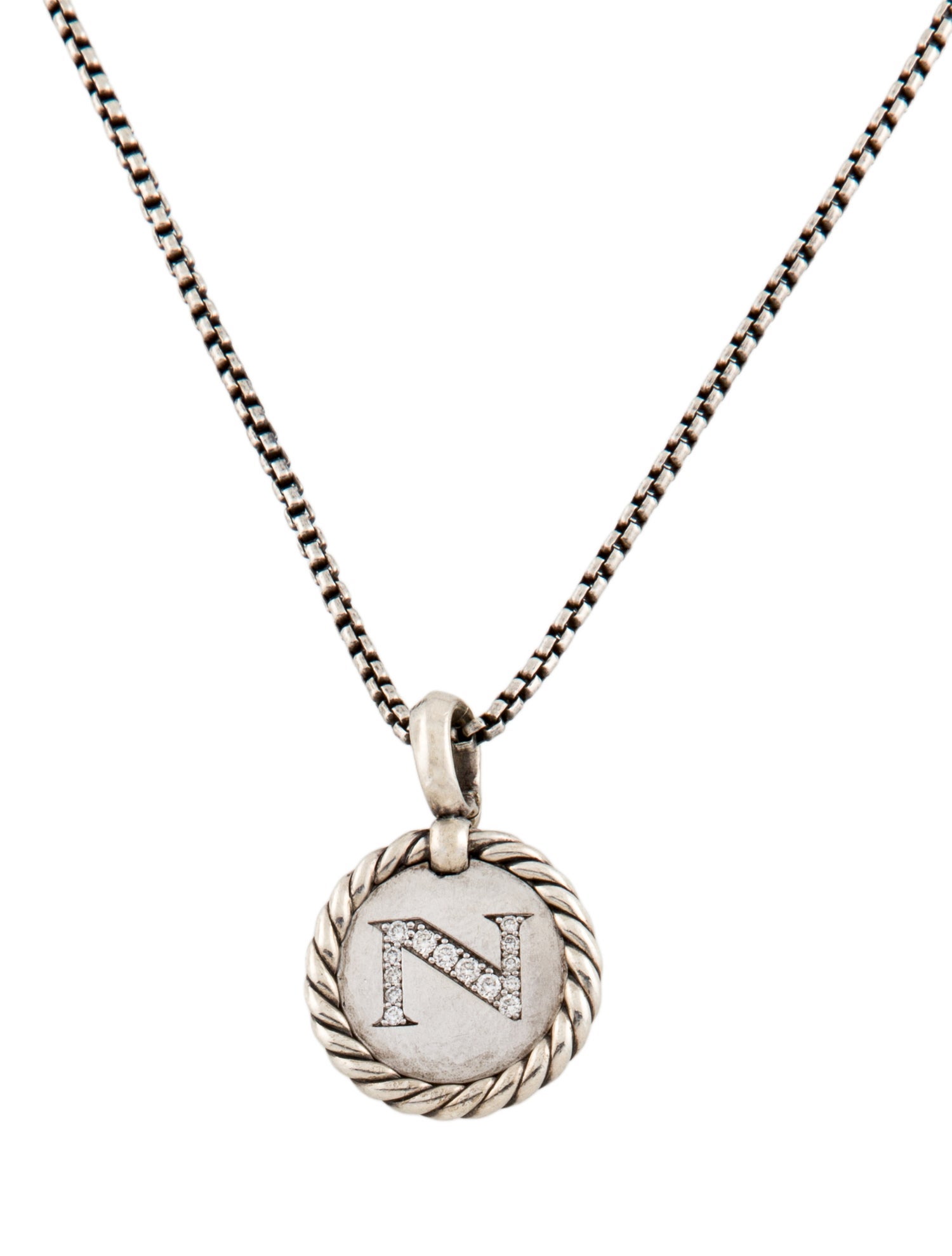 David Yurman Diamond Initial 'N' Pendant Necklace