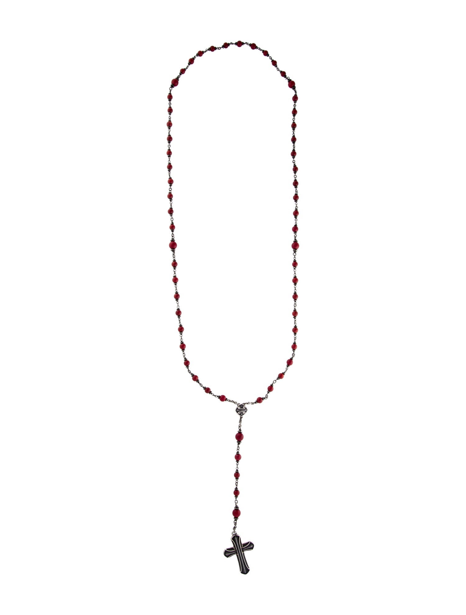 David Yurman Dyed Coral Armory Rosary Necklace