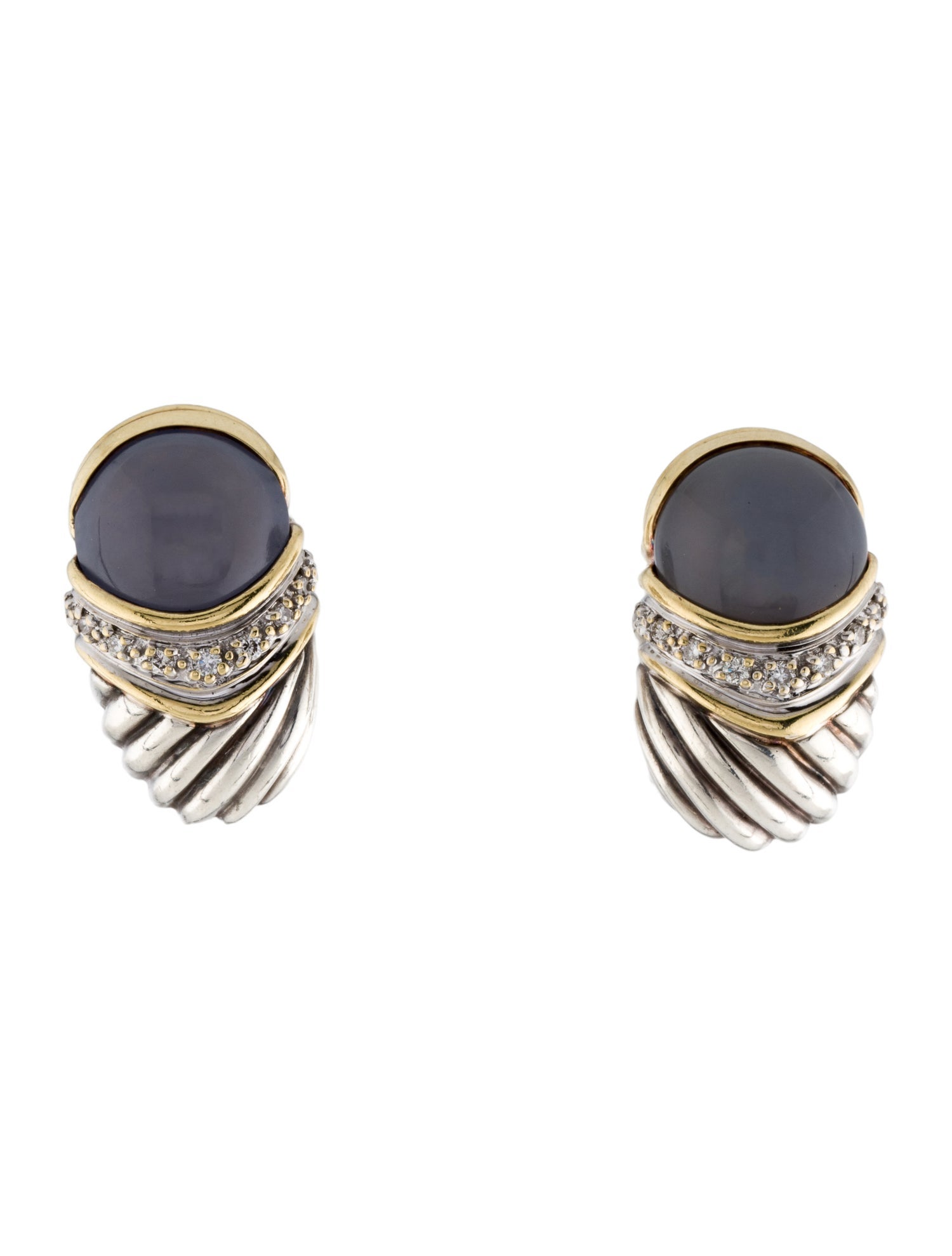 David Yurman Chalcedony & Diamond Shrimp Earclip Earrings