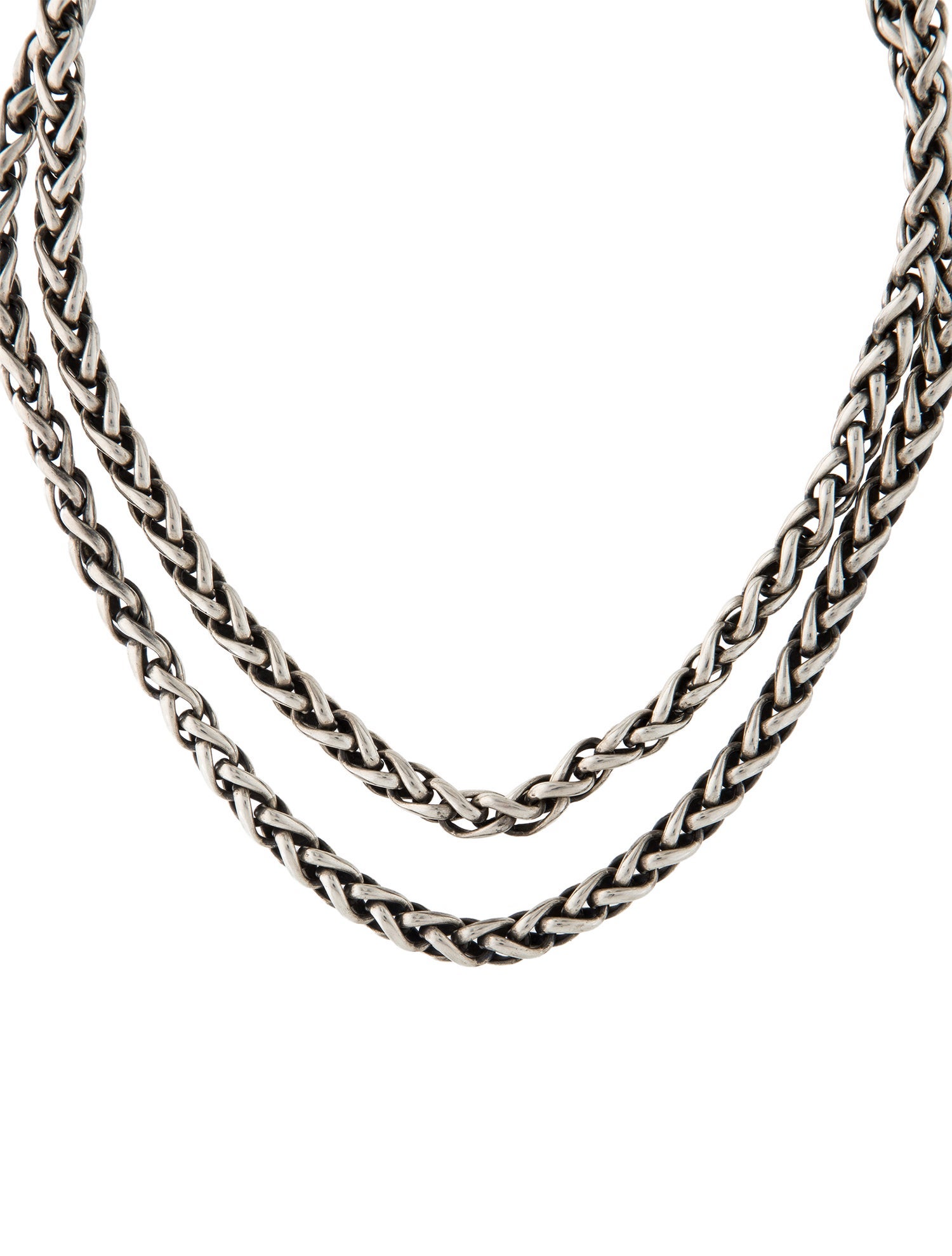 David Yurman Rhodolite Double Wheat Chain Collar Necklace