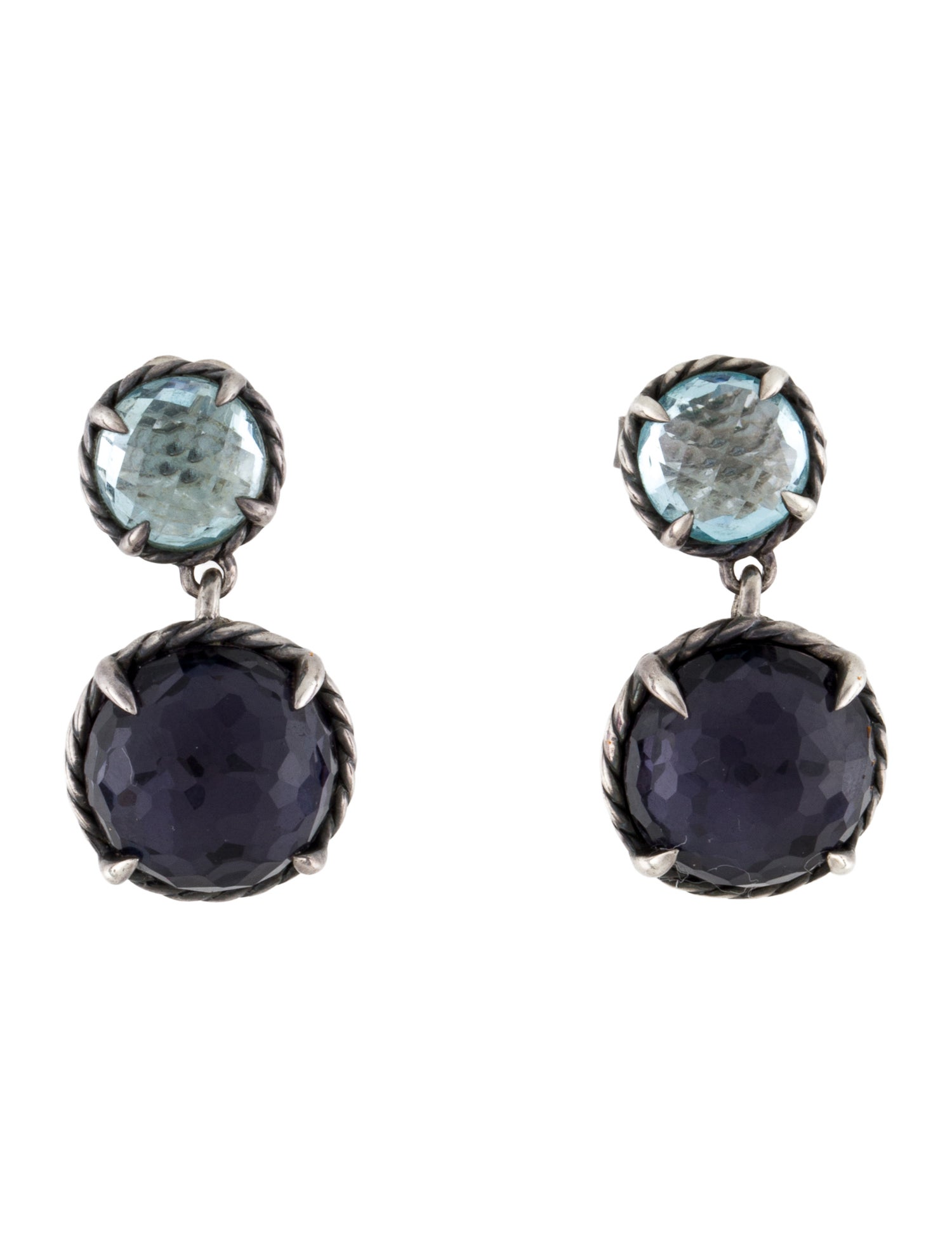 David Yurman Topaz & Black Orchid Châtelaine Double Drop Earrings