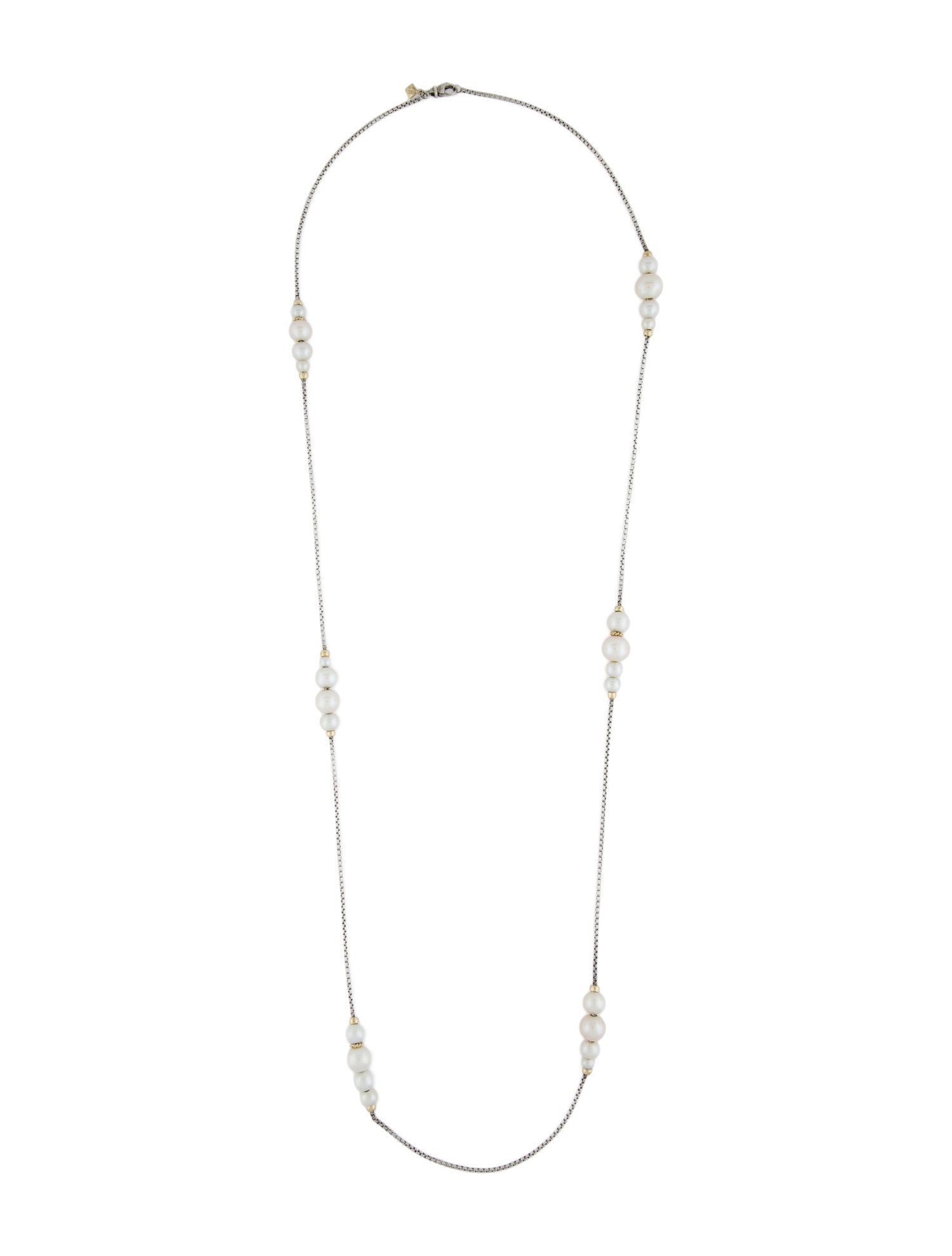 David Yurman Two-Tone Pearl Station Necklace