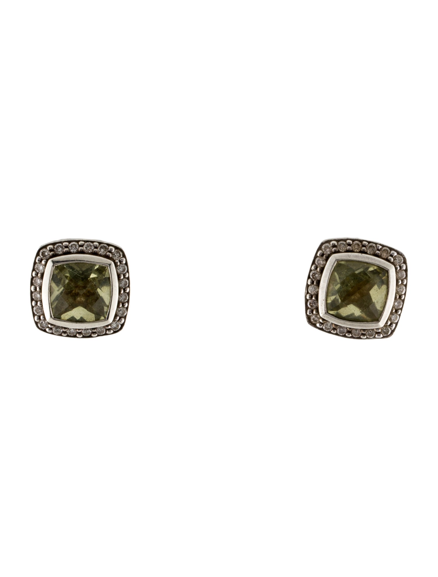 David Yurman Prasiolite & Diamond Albion Studs