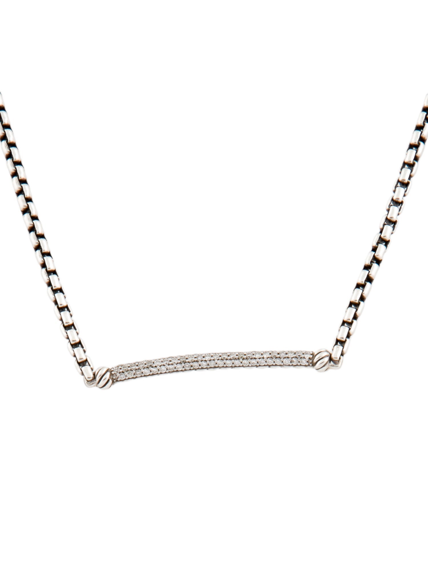 David Yurman Diamond Metro Bar Station Necklace