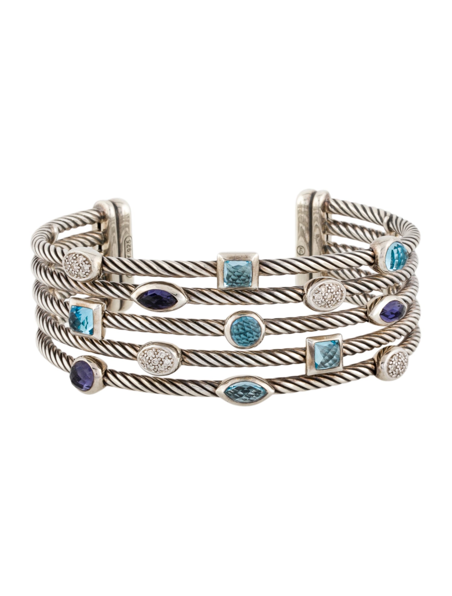David Yurman Iolite, Topaz & Diamond Five-Row Confetti Cuff