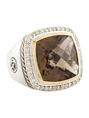 David Yurman Cocktail Ring Smoky Quartz & Diamond Albion 6
