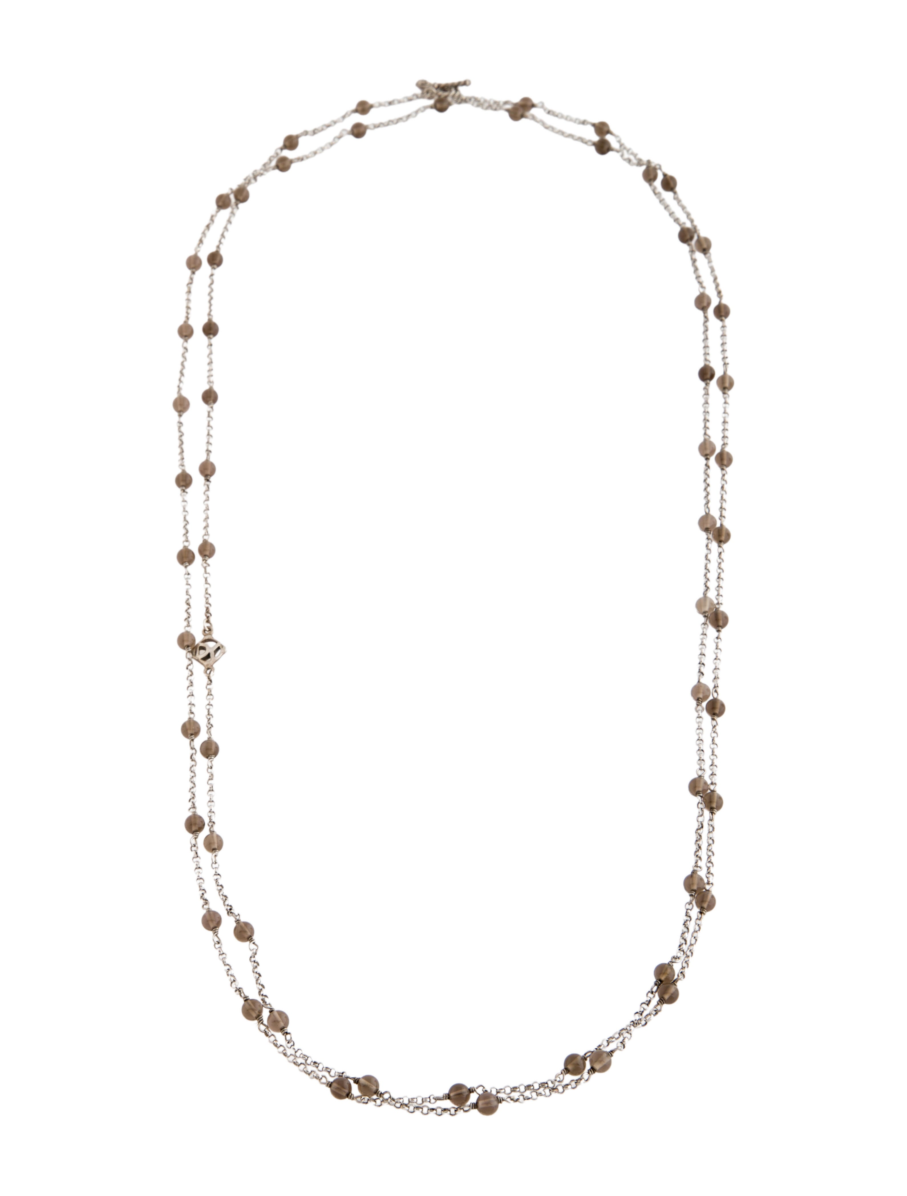 David Yurman Smokey Quartz Bead Station Necklace