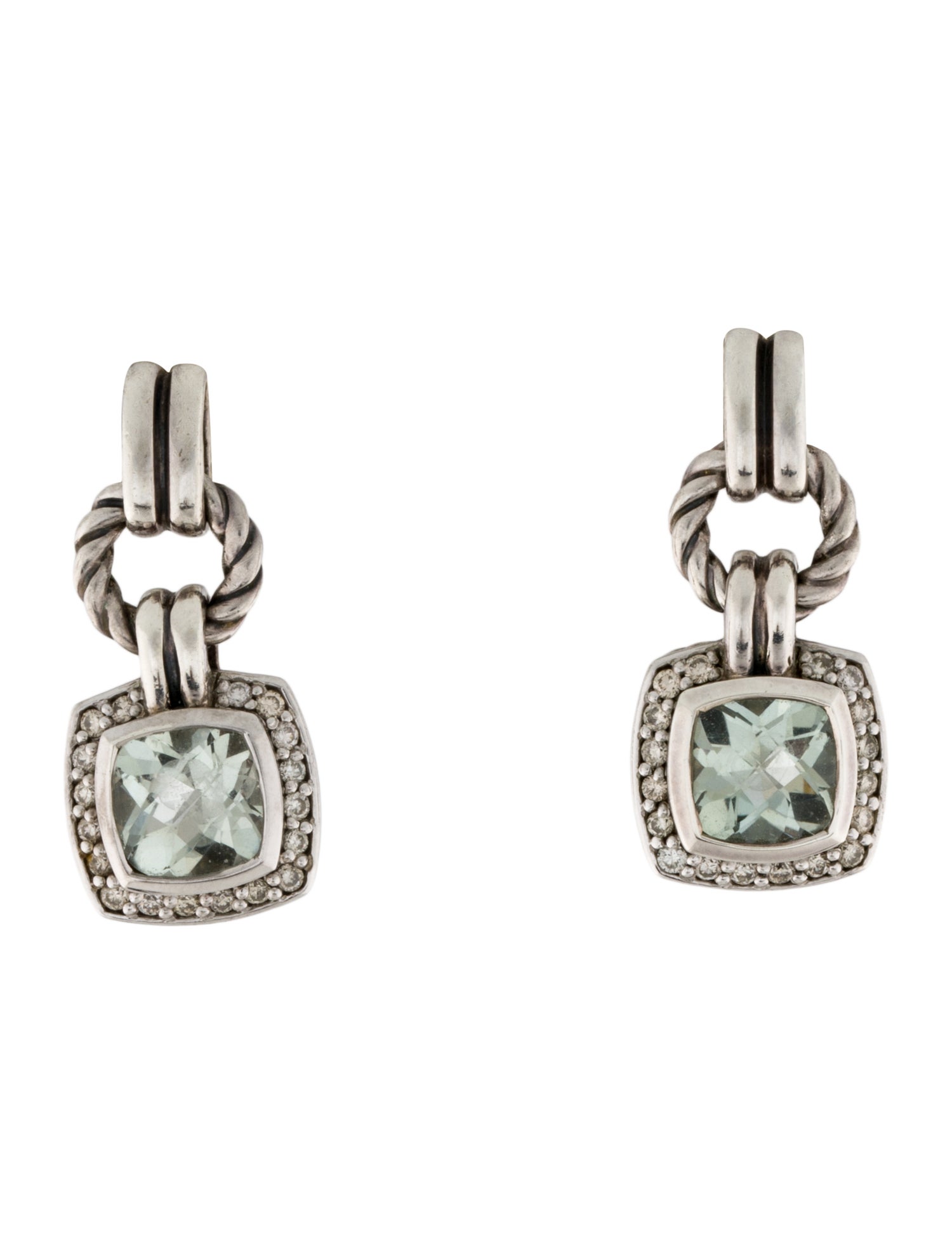 David Yurman Prasiolite & Diamond Drop Earrings