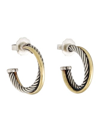 David Yurman Two-Tone Crossover Hoop Earrings
