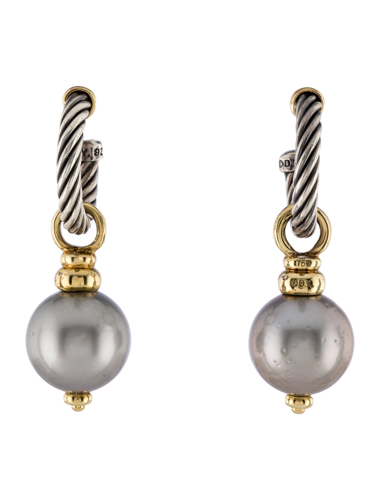 David Yurman Pearl Huggie Drop Earrings