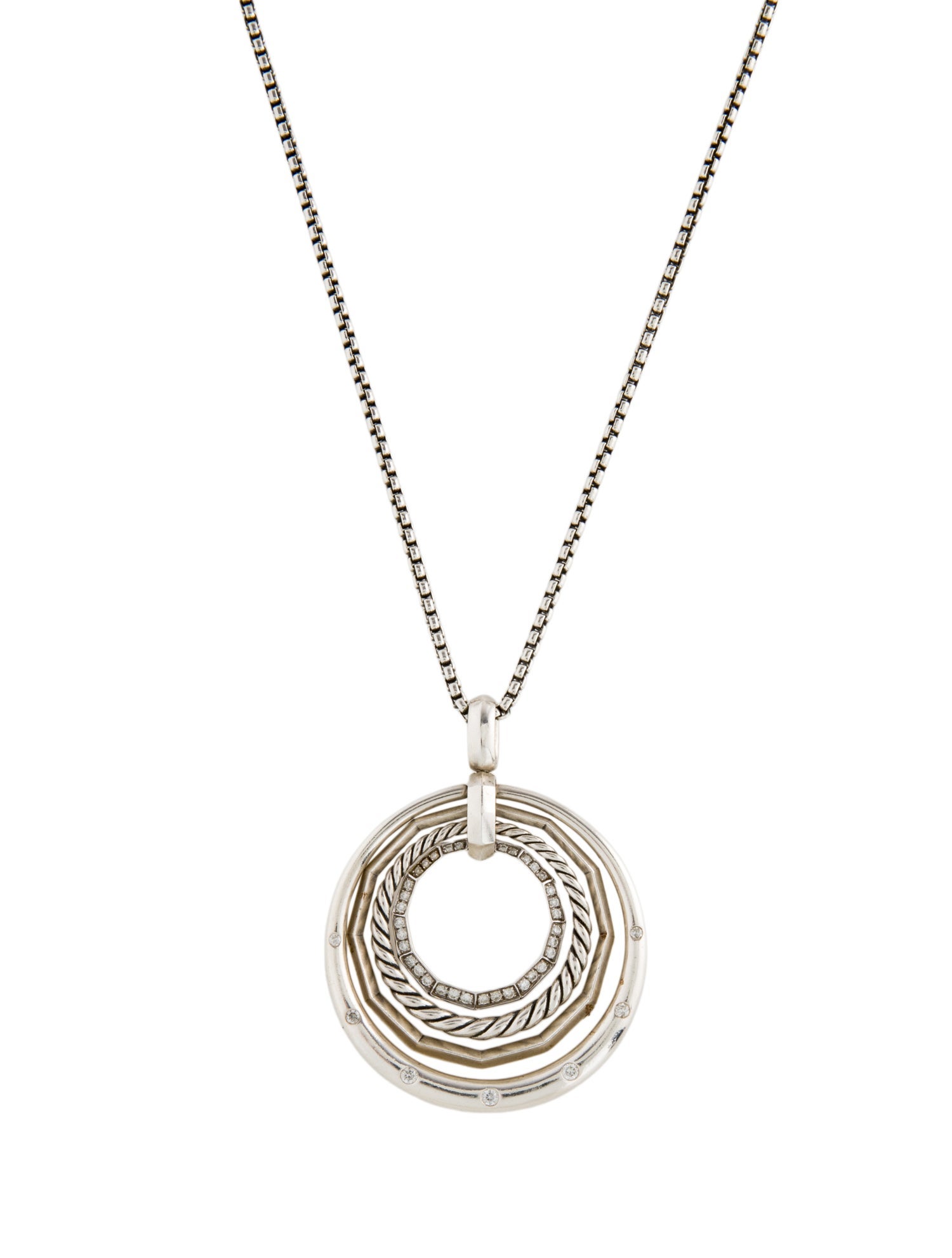 David Yurman Diamond Stax Medium Pendant Necklace