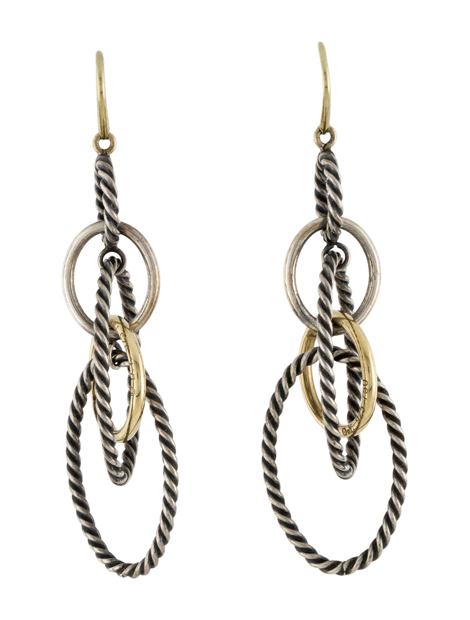 David Yurman Two-Tone Cable Oval Drop Earrings