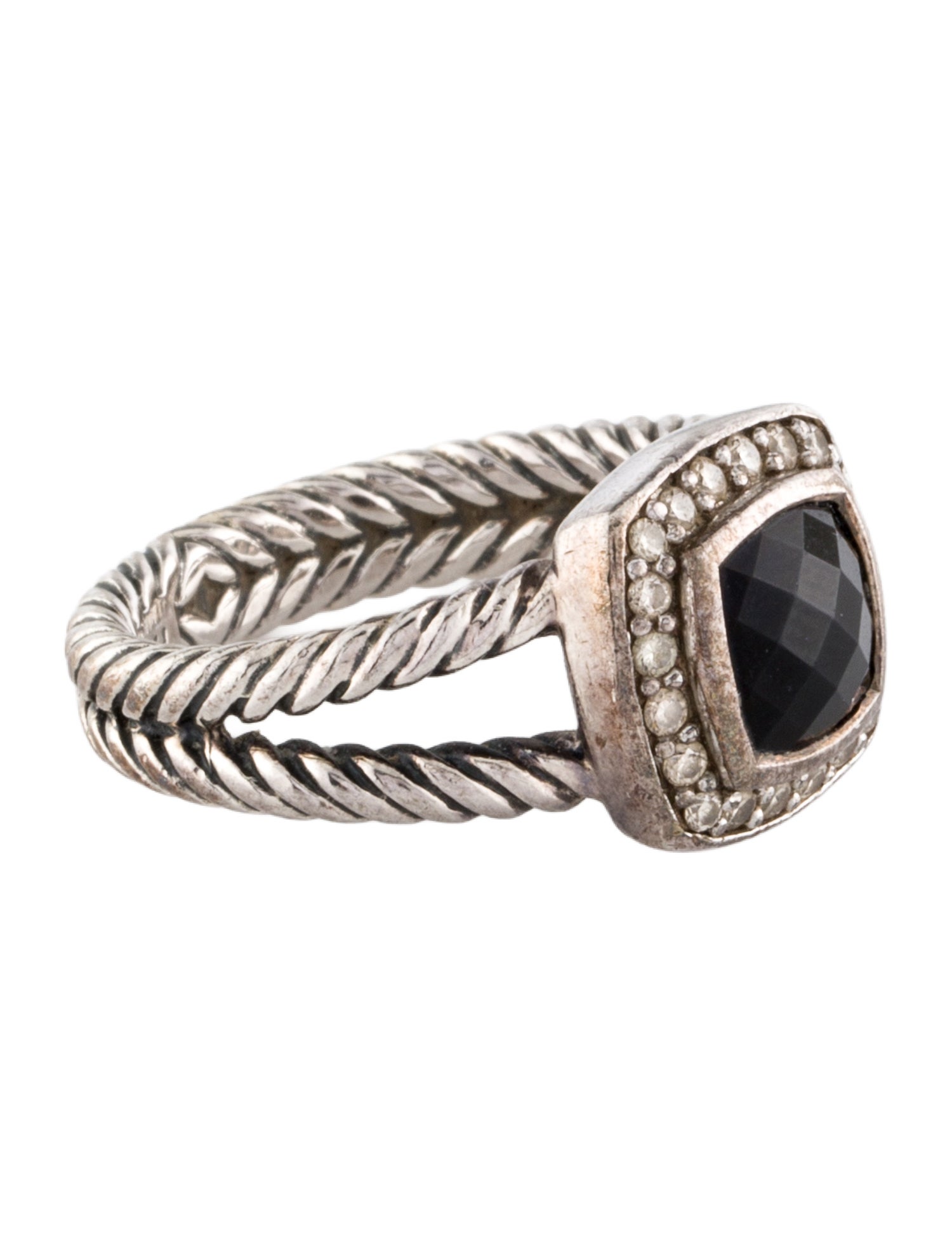 David Yurman Onyx & Diamond Petite Albion Ring