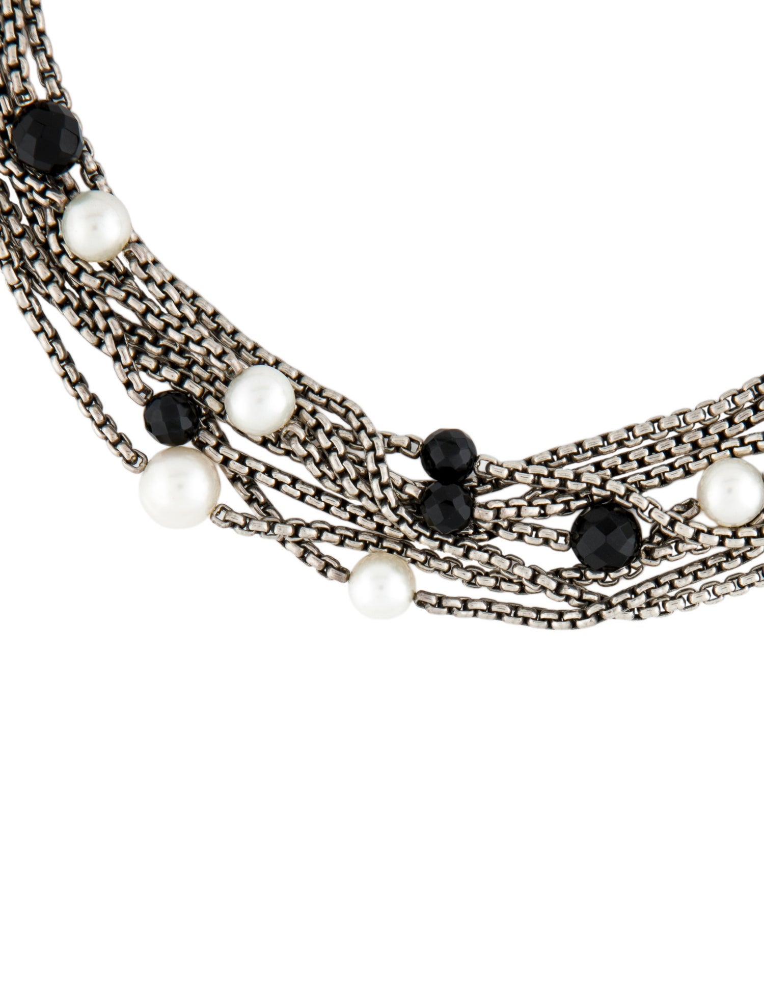 David Yurman Pearl & Onyx Multistrand Torsade Necklace