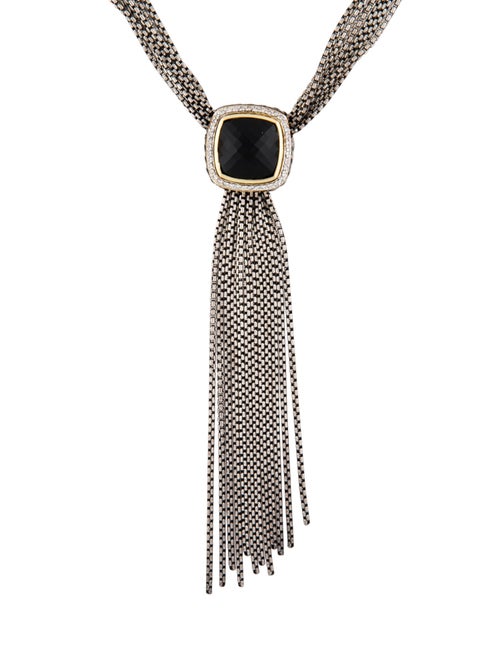 David Yurman Onyx & Diamond Albion Lavalier Tassel Necklace