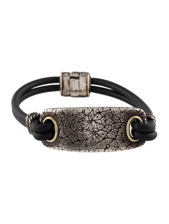 David Yurman Leather Two-Tone ID Bracelet