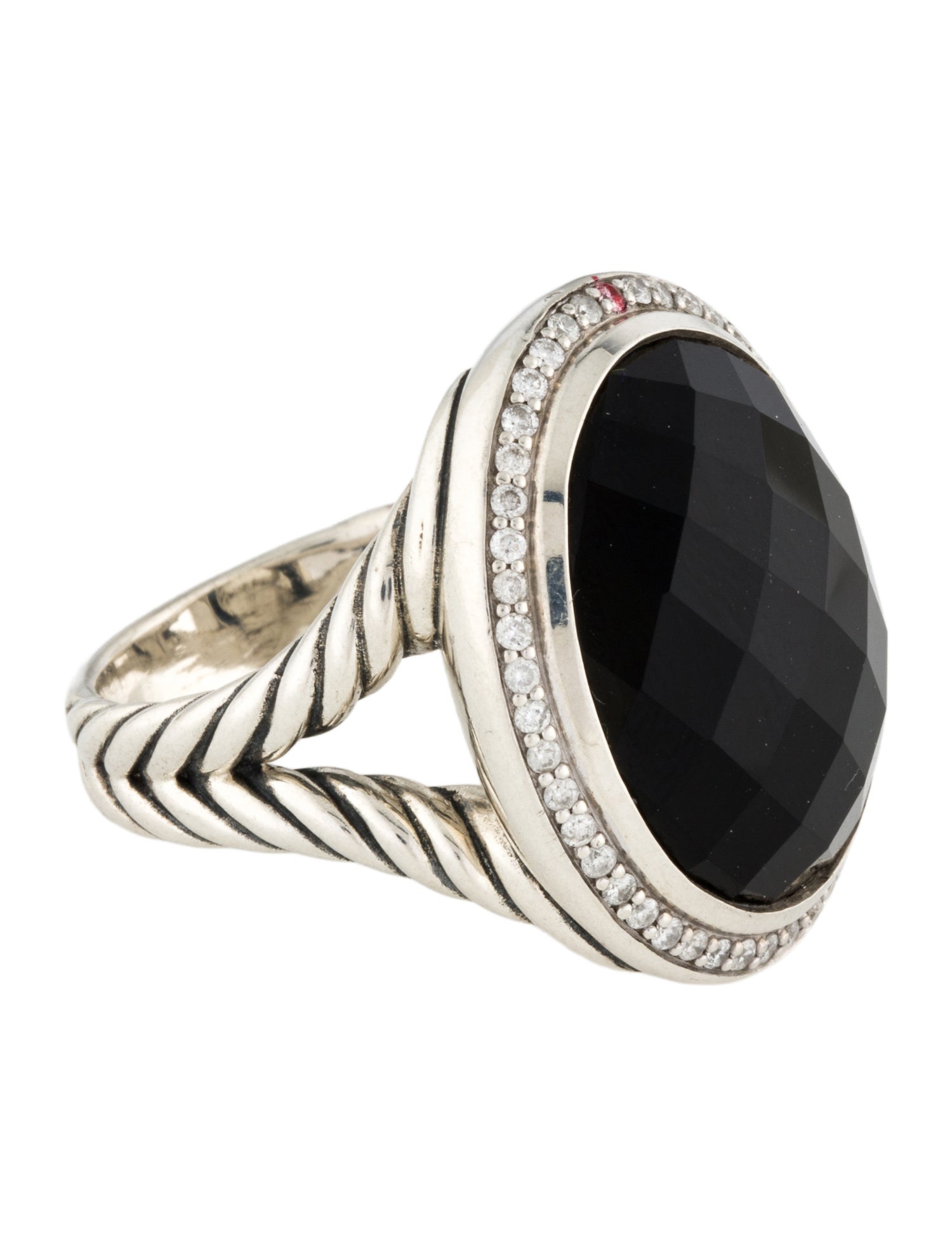David Yurman Onyx & Diamond Albion Oval Cocktail Ring