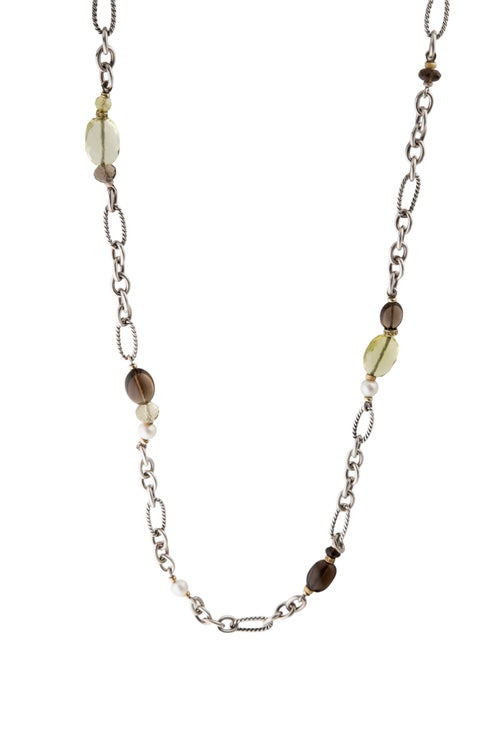 David Yurman Pearl & Multistone Figaro Station Necklace