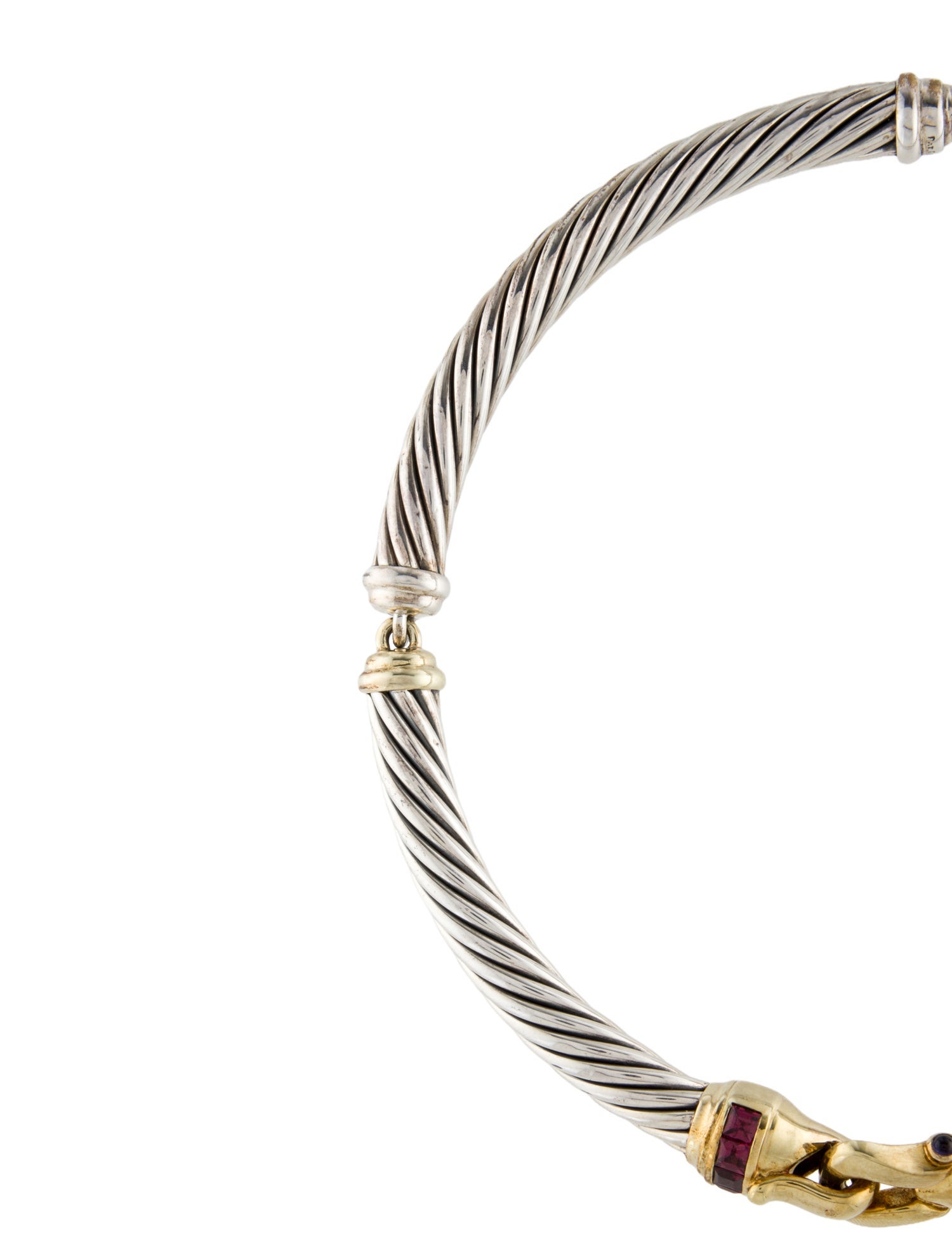 David Yurman Vintage Rhodolite & Iolite Cable Buckle Collar Necklace