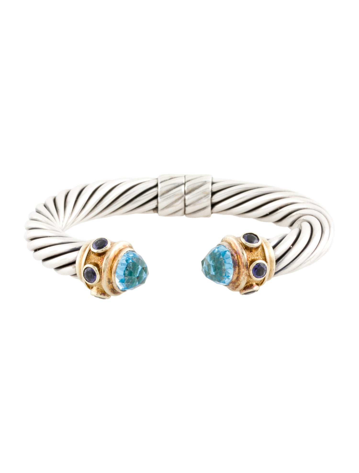 David Yurman Topaz & Iolite Renaissance Hinged Cuff Bracelet