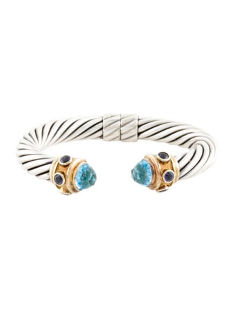 David Yurman Topaz & Iolite Renaissance Hinged Cuff Bracelet