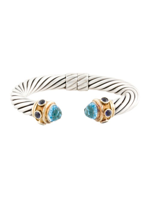 David Yurman Topaz & Iolite Renaissance Hinged Cuff Bracelet