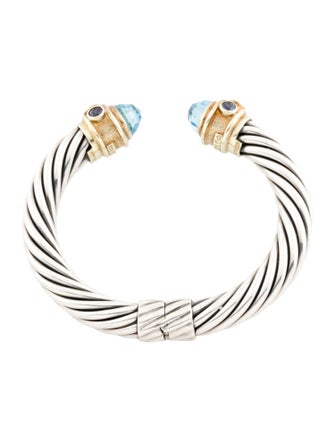 David Yurman Topaz & Iolite Renaissance Hinged Cuff Bracelet