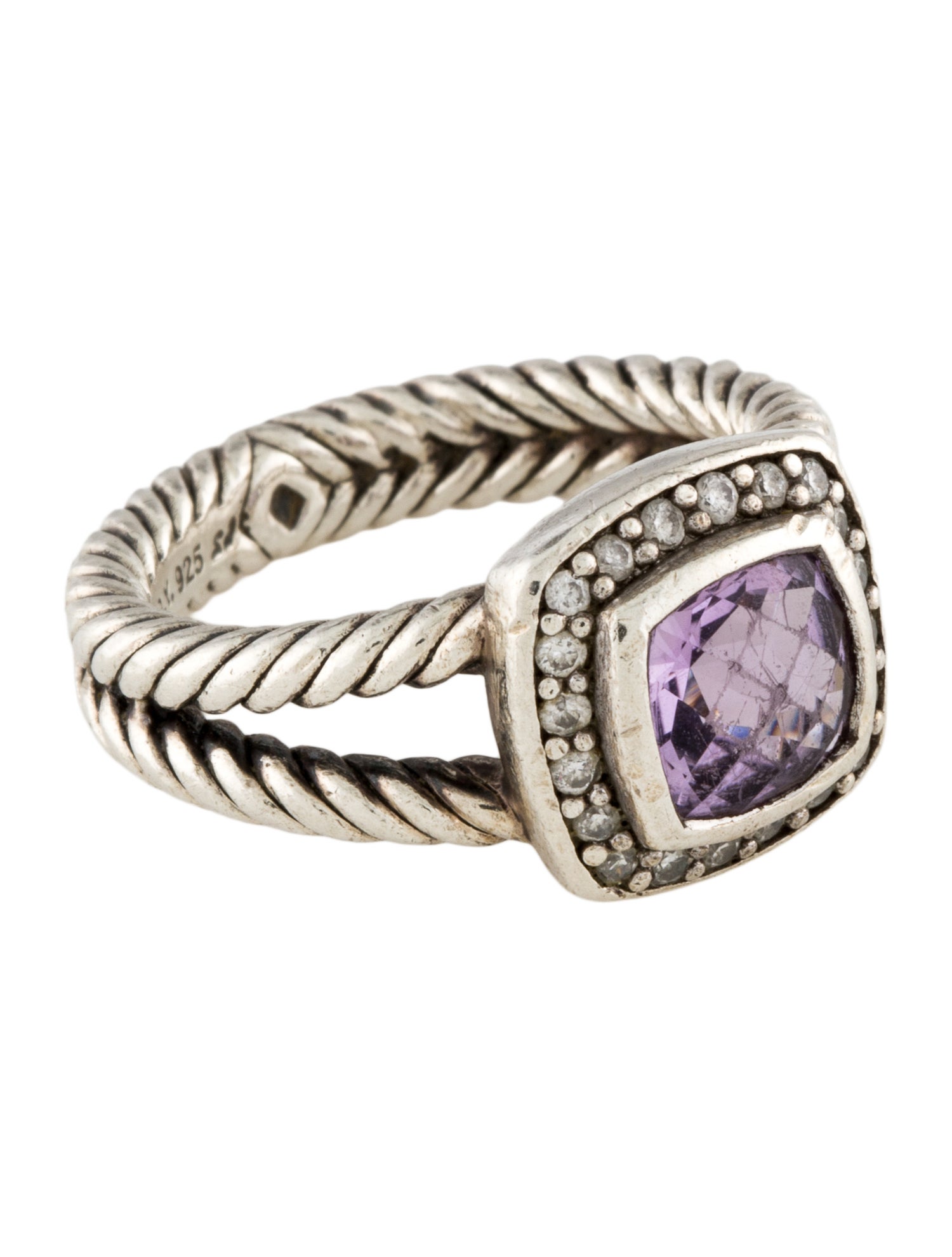 David Yurman Amethyst & Diamond Petite Albion Ring