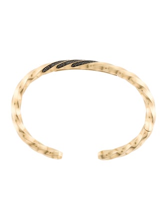 David Yurman 18K Diamond Cable Edge Hinged Cuff