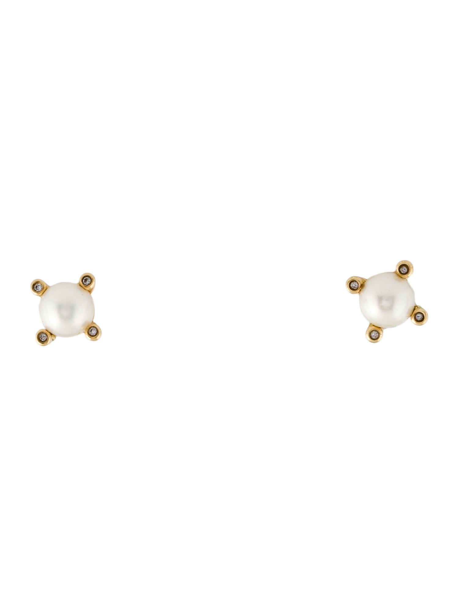 David Yurman 18K Pearl & Diamond Studs