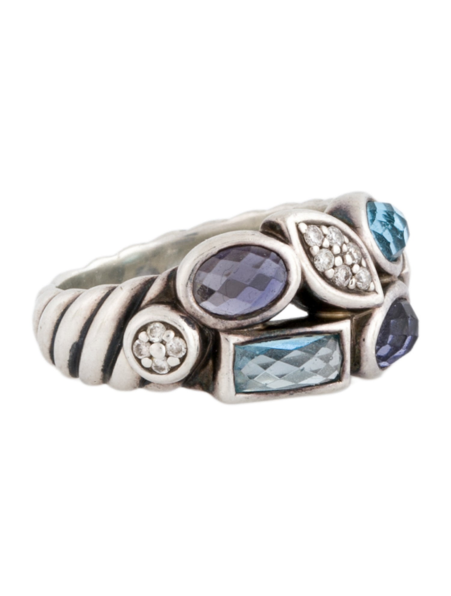 David Yurman Topaz, Iolite & Diamond Confetti Ring