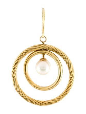 David Yurman 18K Cultured Pearl Mobile Circle Single Drop Earring