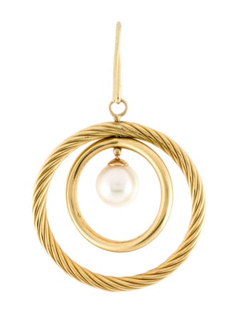 David Yurman 18K Cultured Pearl Mobile Circle Single Drop Earring