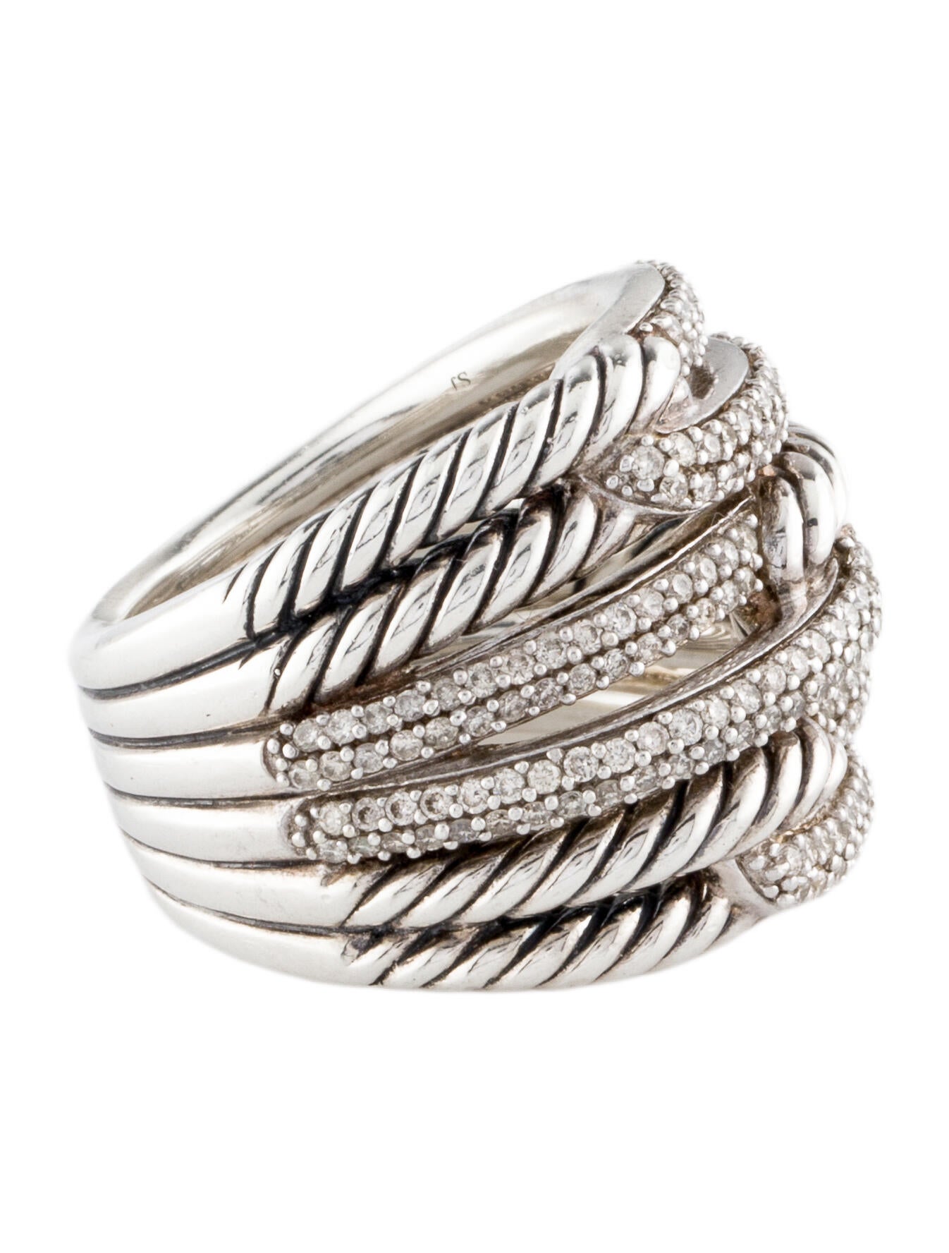 David Yurman Diamond Labyrinth Three Loop Ring