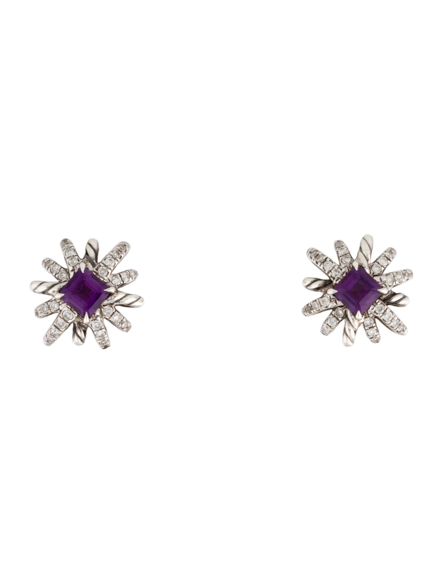 David Yurman Amethyst & Diamond Starburst Earrings