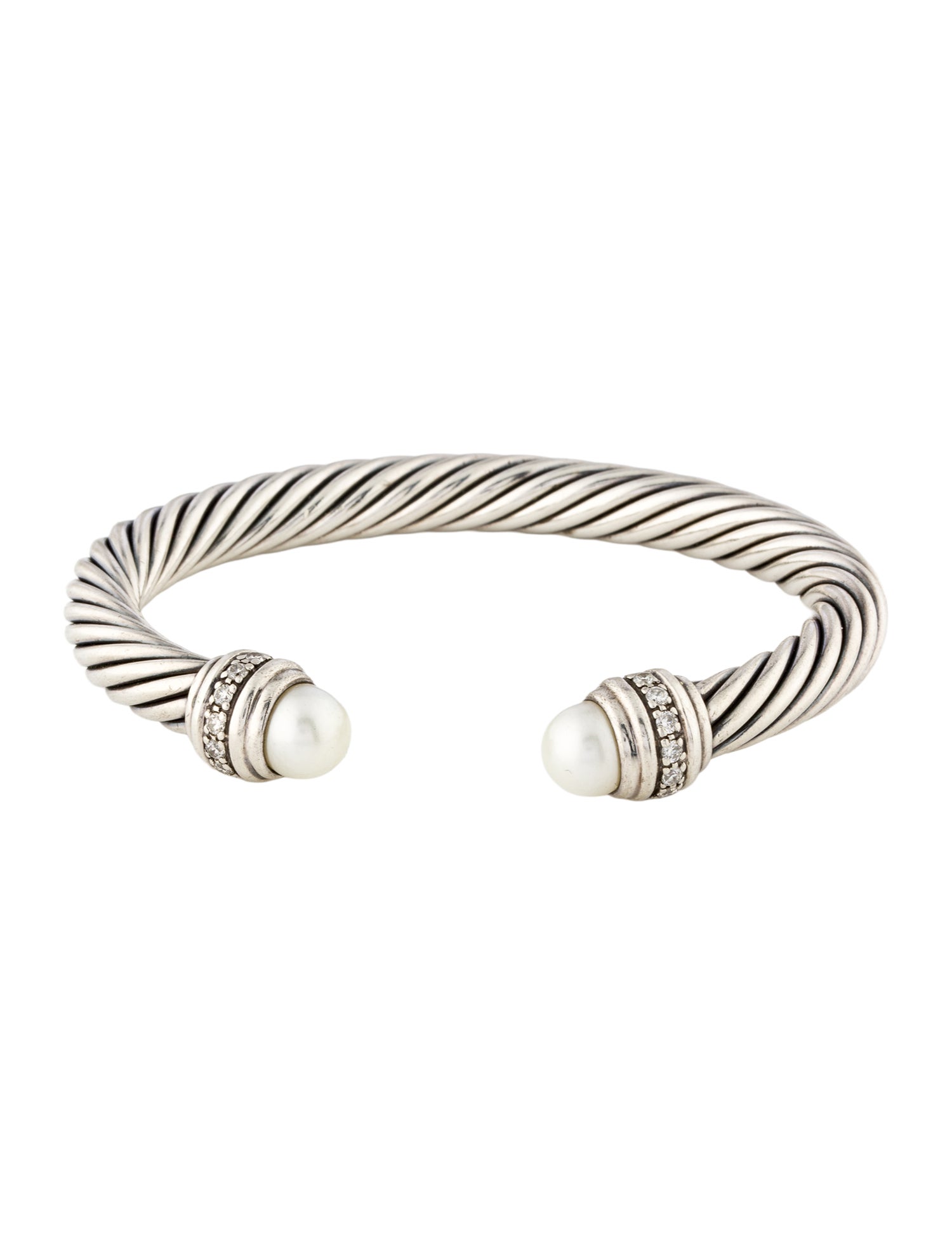 David Yurman Pearl & Diamond Classic Cable Bracelet