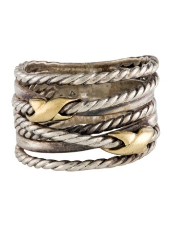 David Yurman Two-Tone Double X Crossover Ring