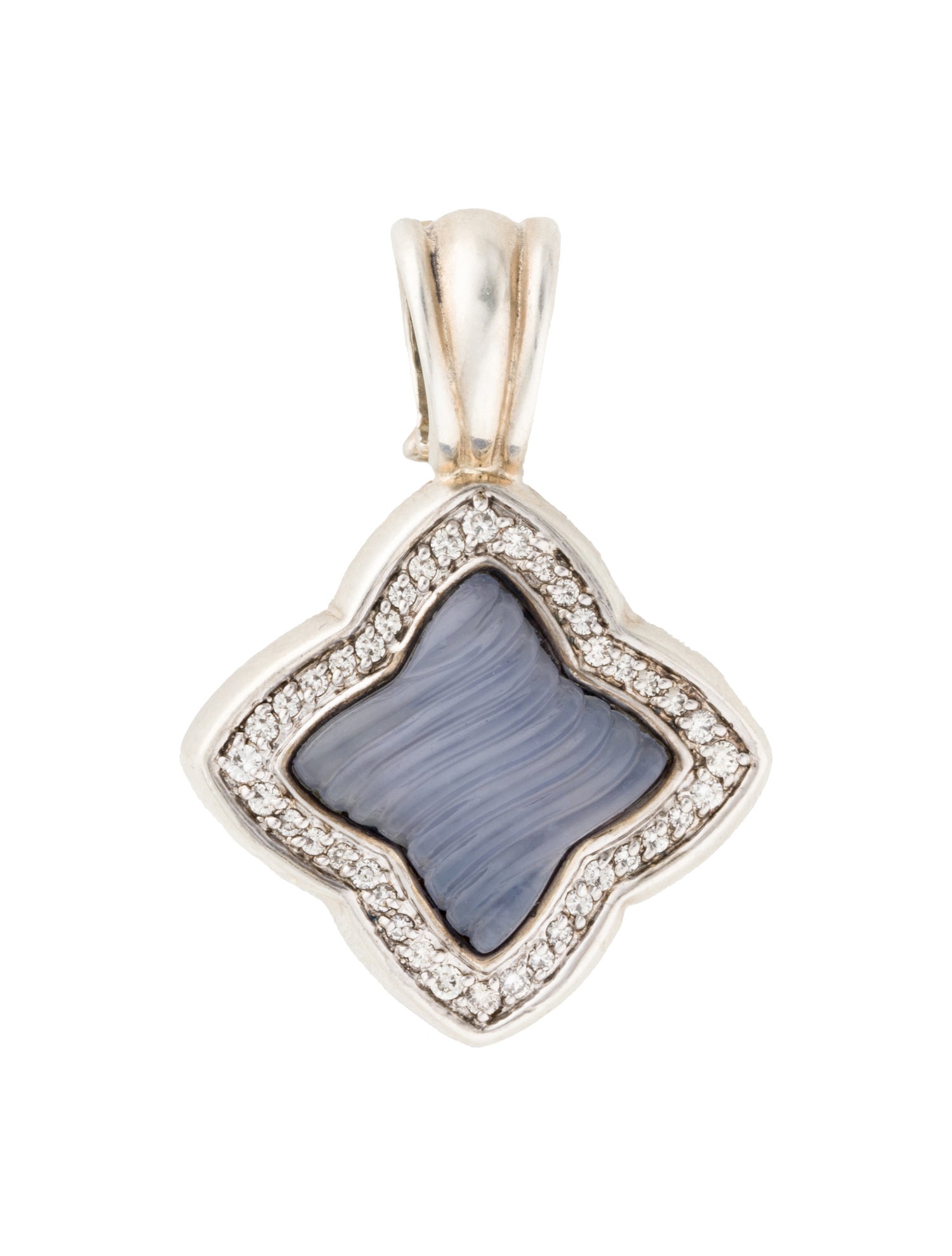 David Yurman Chalcedony & Diamond Quatrefoil Pendant